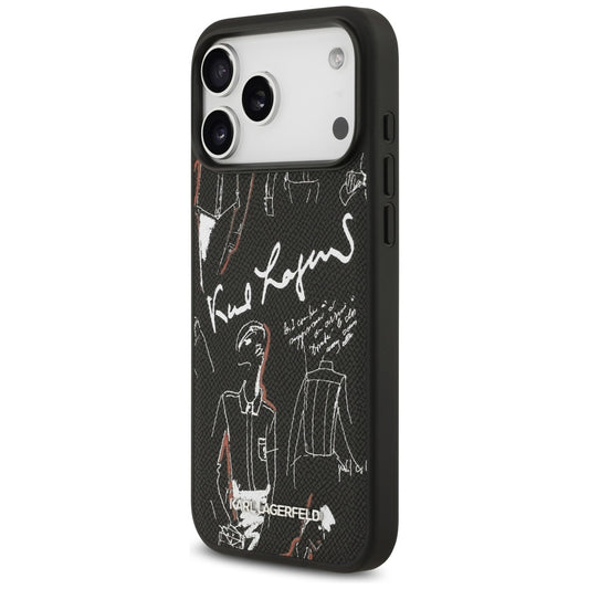 Kotelo Apple iPhone 17 Pro Max:lle, Karl Lagerfeld, Grained Pattern Logo, Musta