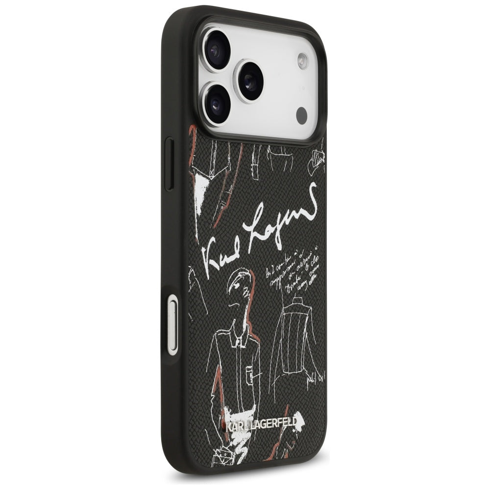 Kotelo Apple iPhone 17 Pro Max:lle, Karl Lagerfeld, Grained Pattern Logo, Musta