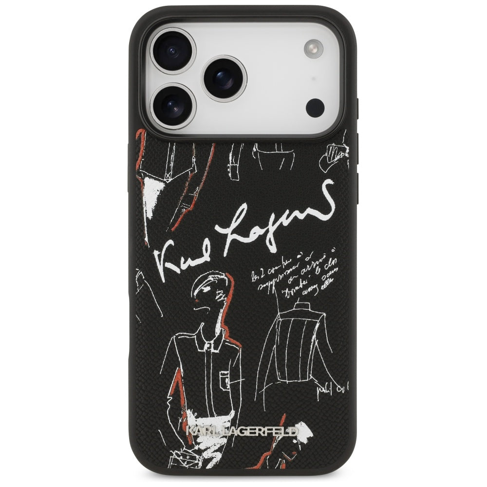 Kotelo Apple iPhone 17 Pro Max:lle, Karl Lagerfeld, Grained Pattern Logo, Musta