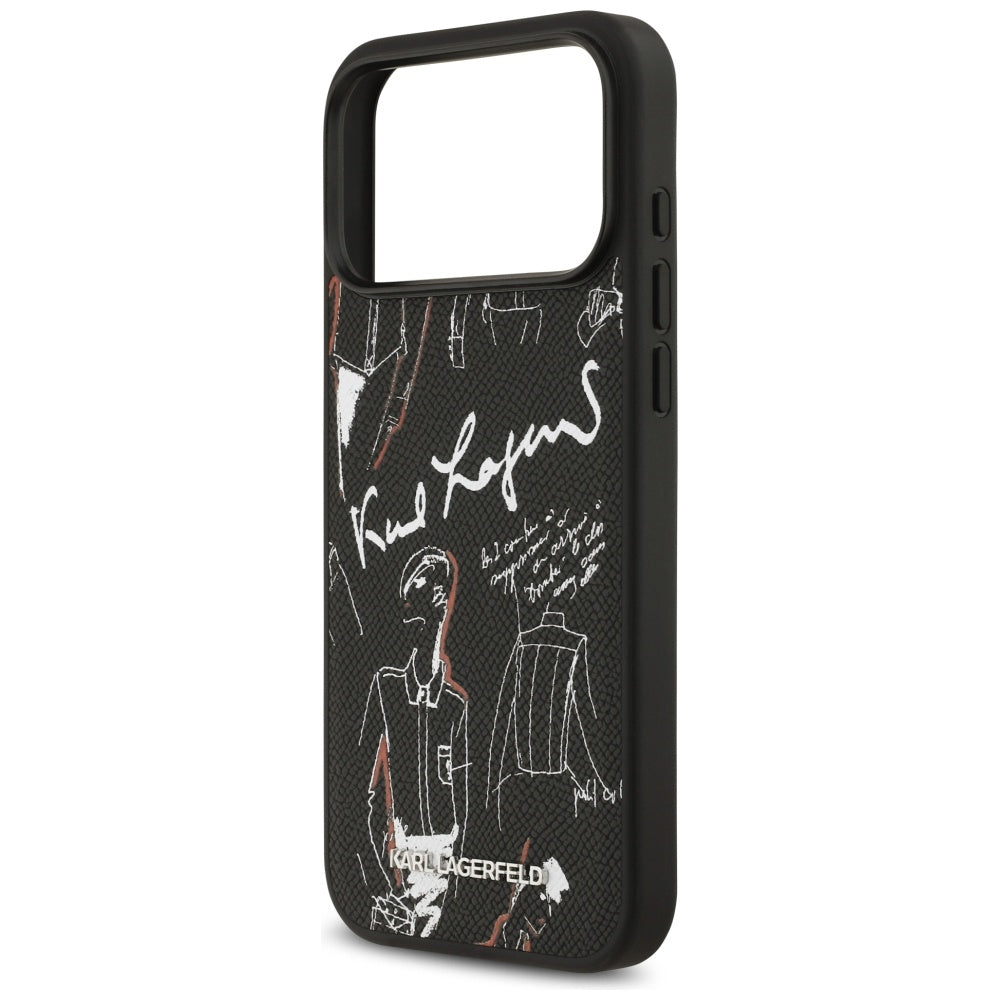 Kotelo Apple iPhone 17 Pro Max:lle, Karl Lagerfeld, Grained Pattern Logo, Musta