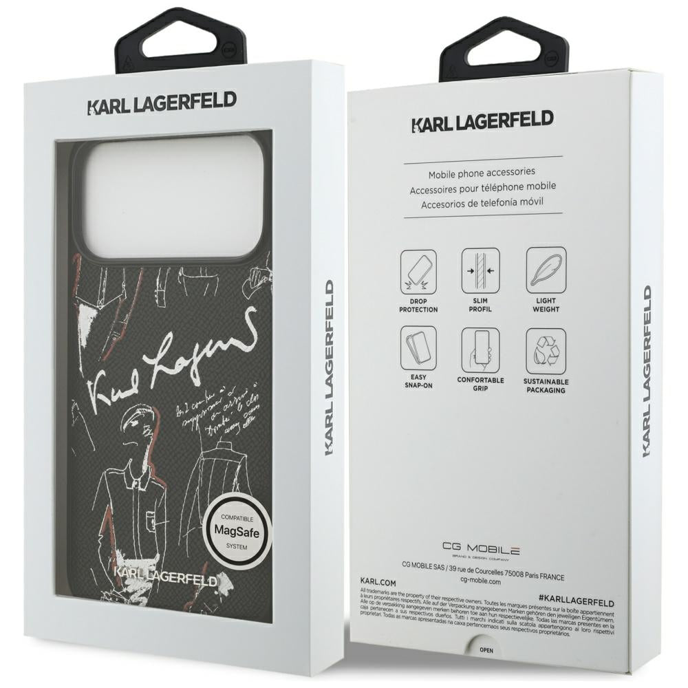 Kotelo Apple iPhone 17 Pro Max:lle, Karl Lagerfeld, Grained Pattern Logo, Musta