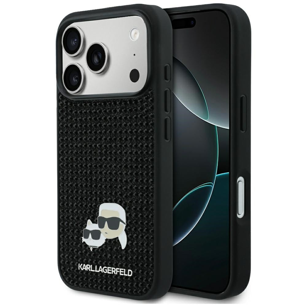 Kotelo Apple iPhone 17 Pro Max:lle, Karl Lagerfeld, Rhinestone Karl & Choupette Pins, Musta