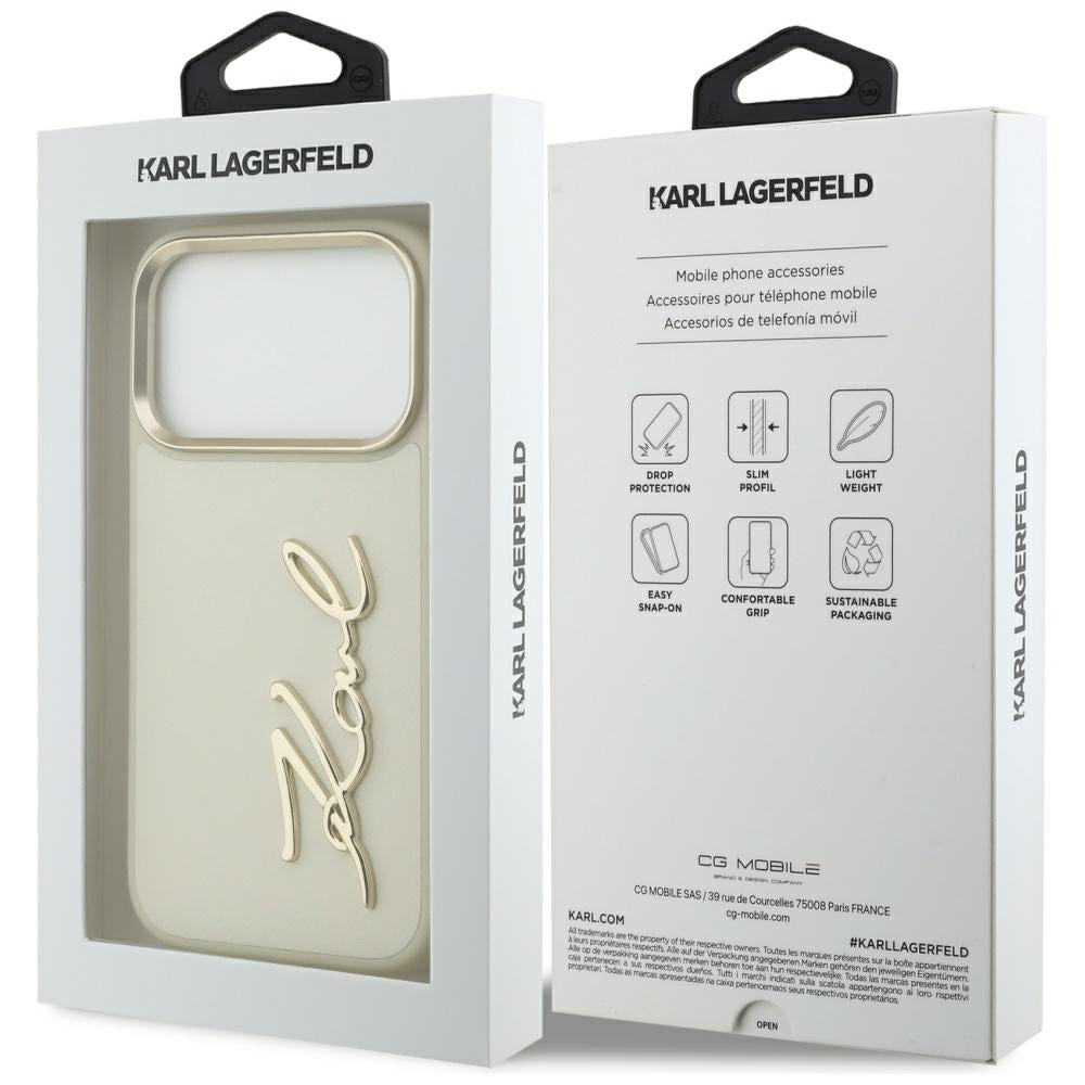 Kotelo Apple iPhone 17 Pro Max:lle, Karl Lagerfeld, Script Logo, Beige