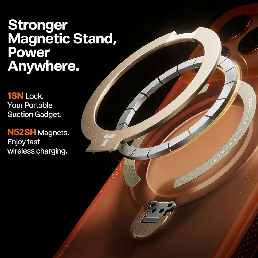 MagSafe-kotelo Apple iPhone 17 Prolle, Torras, Ostand Spin Air, Oranssi