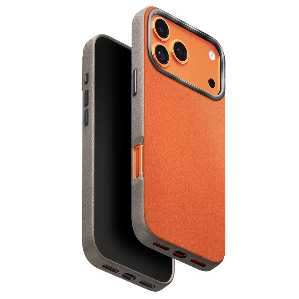 Suojakotelo Apple iPhone 17 Prolle, UNIQ, Lyden Leatherette, Beige Oranssi