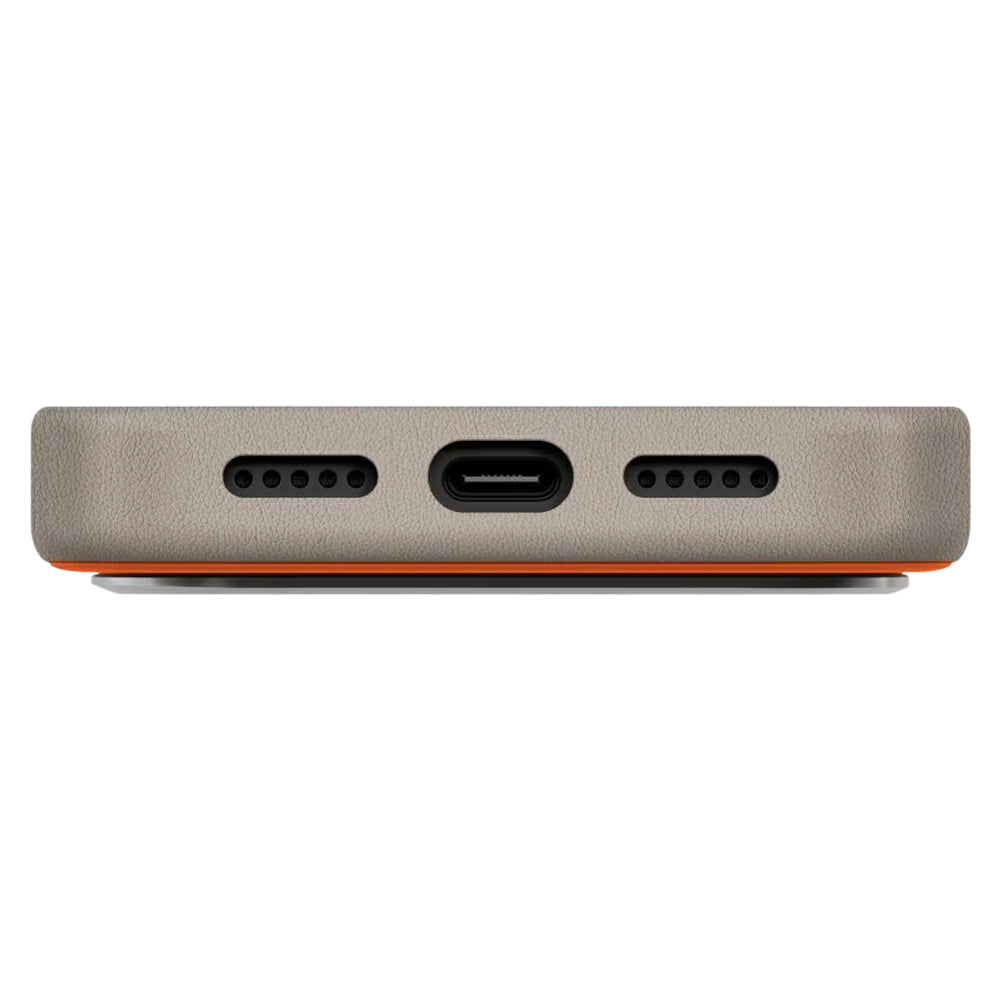Suojakotelo Apple iPhone 17 Prolle, UNIQ, Lyden Leatherette, Beige Oranssi