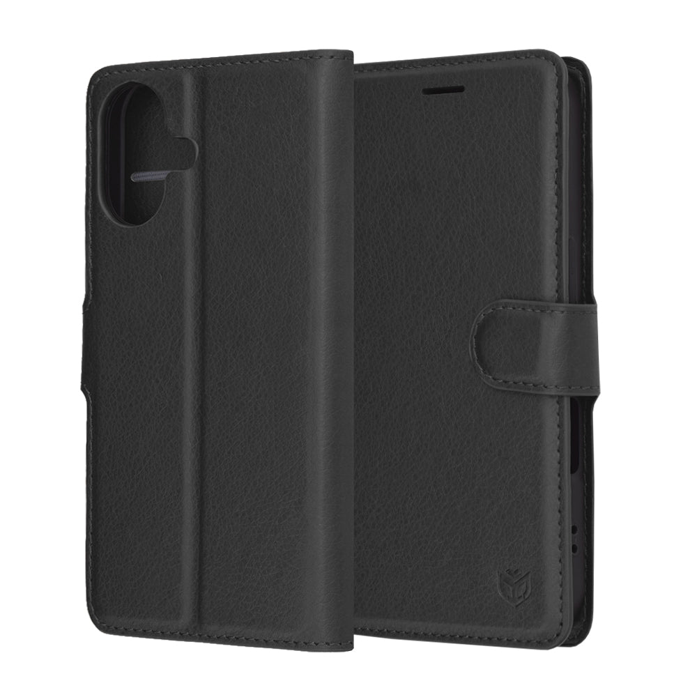 Kotelo Apple iPhone 17:lle, Techsuit, Leather Folio, Musta