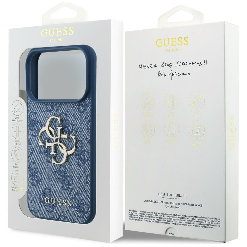 Kuori Apple iPhone 18 Pro / 17 Pro:lle, Guess, 4G Big Logo, Sininen