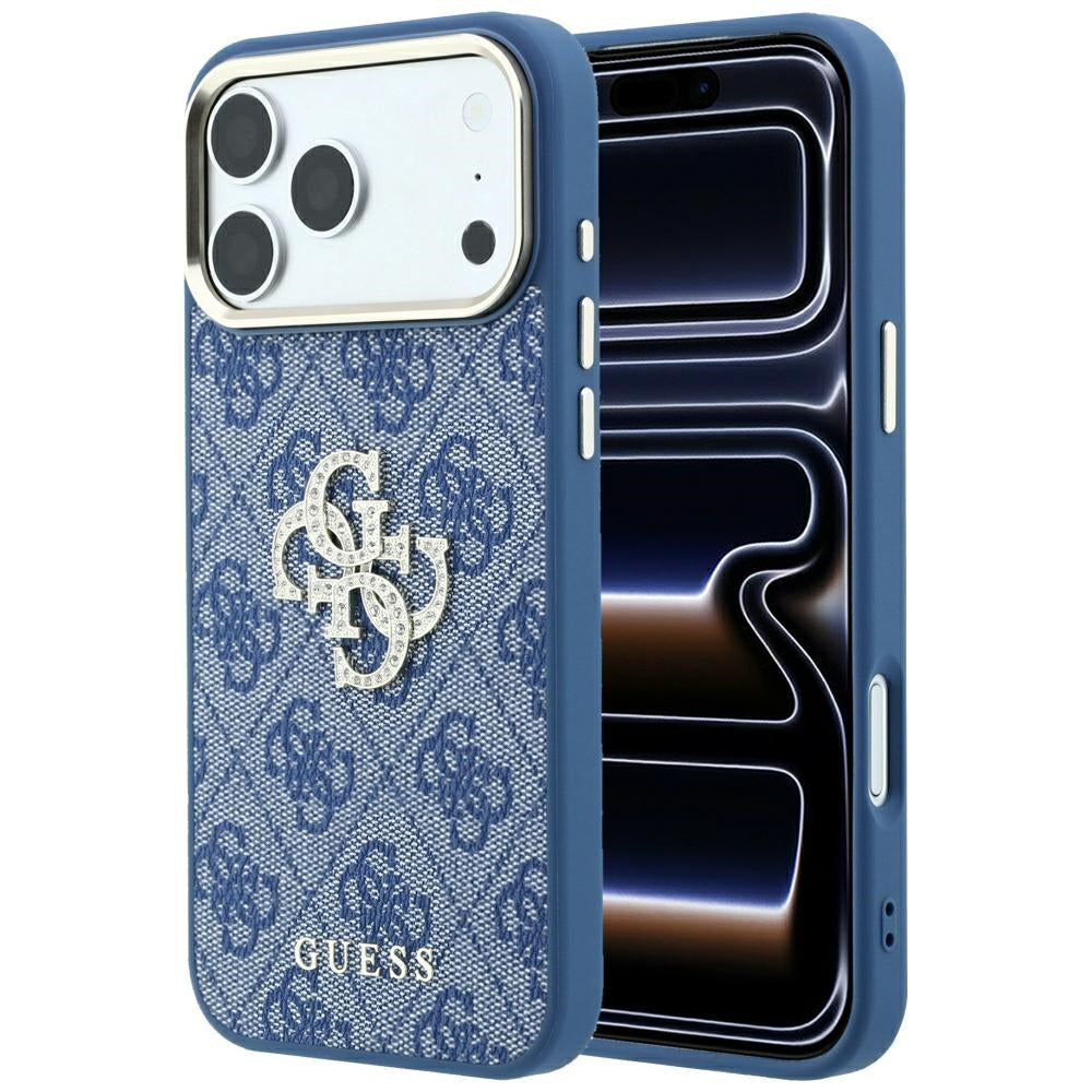 Kuori Apple iPhone 18 Pro / 17 Pro:lle, Guess, 4G Big Strass Logo, Sininen