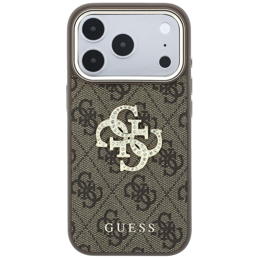 Kuori Apple iPhone 18 Pro / 17 Pro, Guess, 4G Big Strass Logo, Ruskea