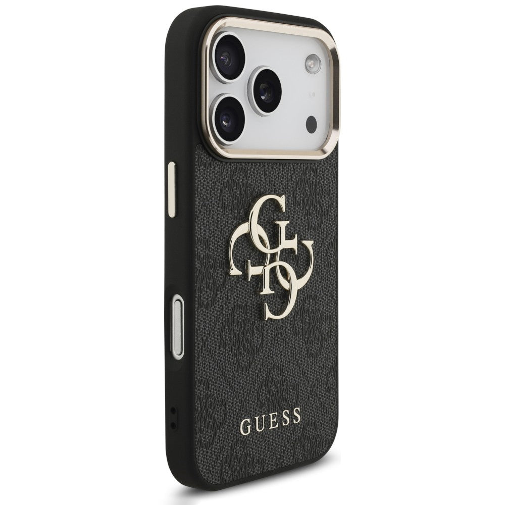 Case for Apple iPhone 18 Pro / 17 Pro, Guess, 4G Classic Logo with Strap, Black Gold