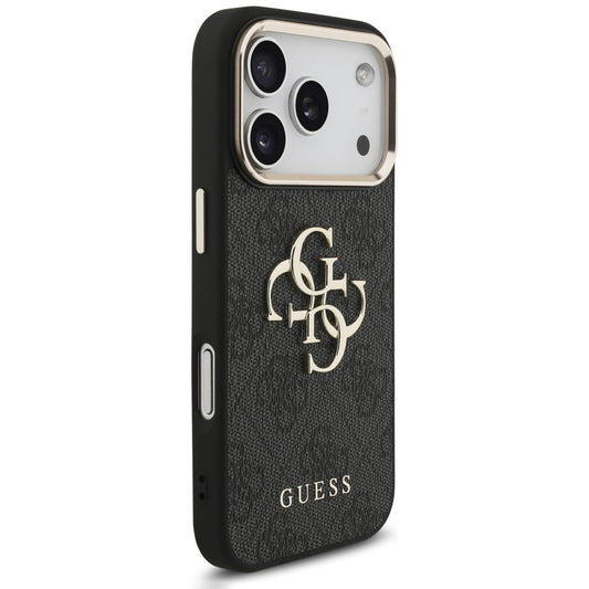 Kuori Apple iPhone 18 Pro / 17 Pro:lle, Guess, 4G Classic Logo hihnalla, Musta Kulta