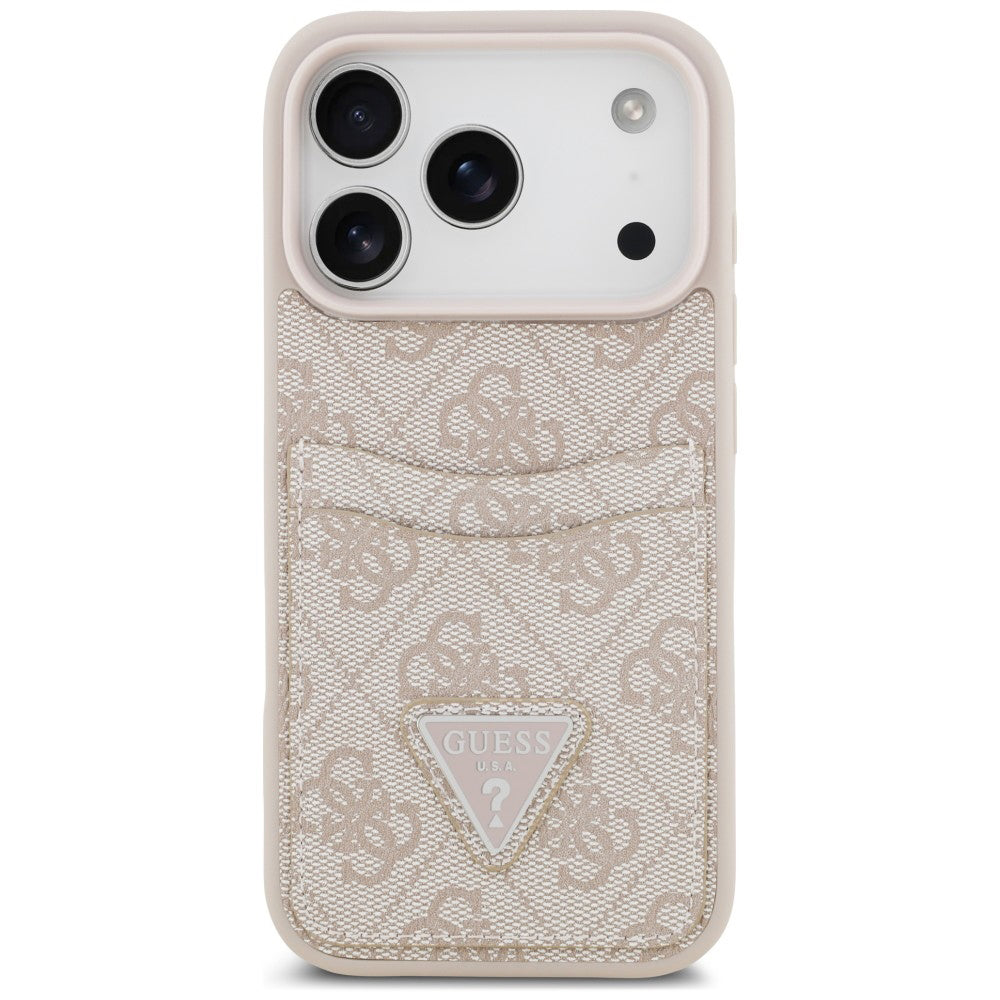 Suojakuori Apple iPhone 18 Pro / 17 Pro -puhelimelle, Guess 4G Double Card Triangle, vaaleanpunainen