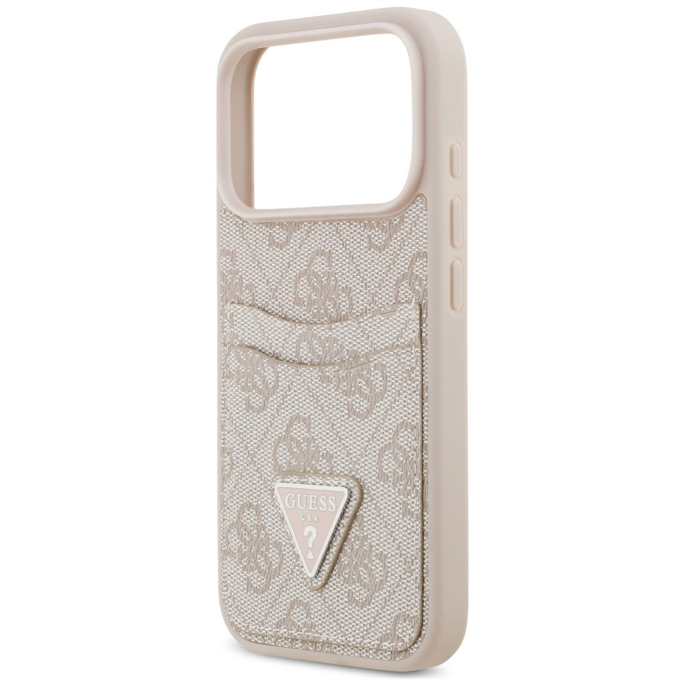Suojakuori Apple iPhone 18 Pro / 17 Pro -puhelimelle, Guess 4G Double Card Triangle, vaaleanpunainen