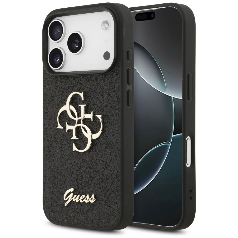 Kuori Apple iPhone 18 Pro / 17 Pro:lle, Guess, Fixed Glitter Big 4G, Musta