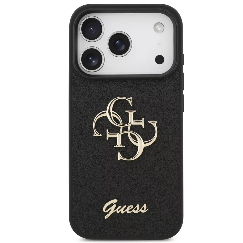 Kuori Apple iPhone 18 Pro / 17 Pro:lle, Guess, Fixed Glitter Big 4G, Musta