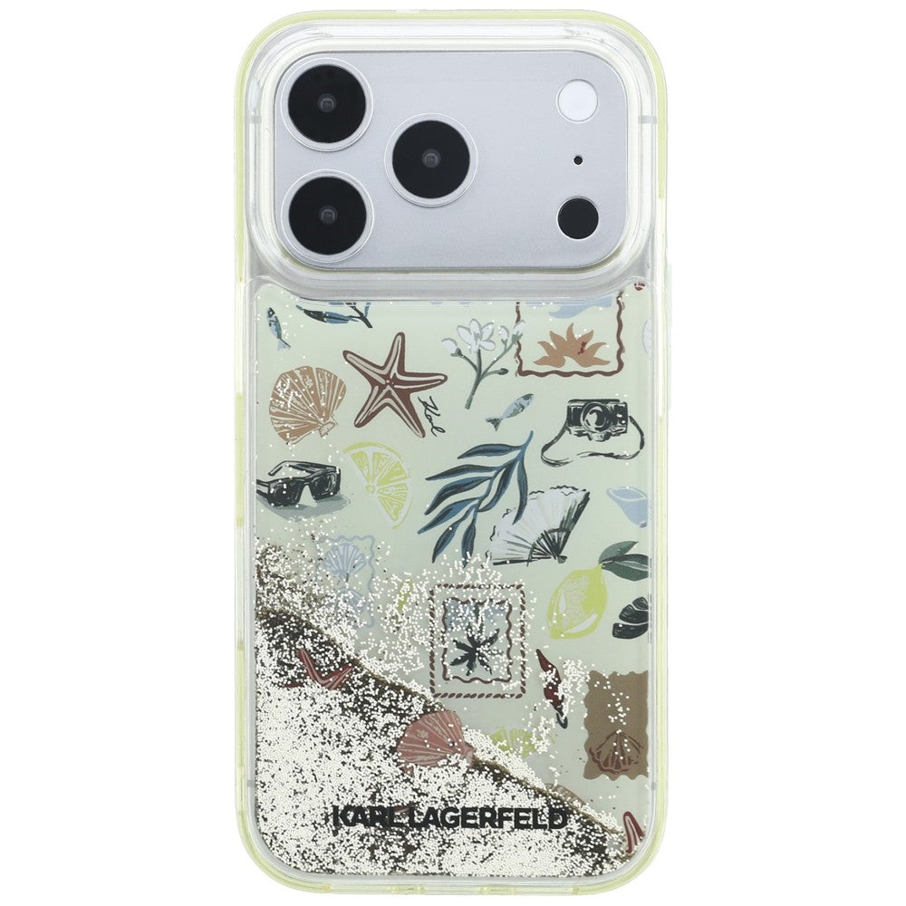 Kuori Apple iPhone 18 Pro / 17 Pro:lle, Karl Lagerfeld, Liquid Glitter Beach and Sand, beige