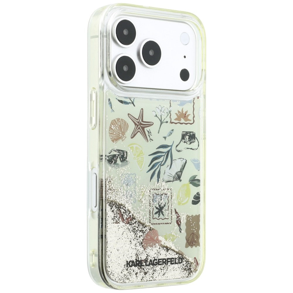 Kuori Apple iPhone 18 Pro / 17 Pro:lle, Karl Lagerfeld, Liquid Glitter Beach and Sand, beige