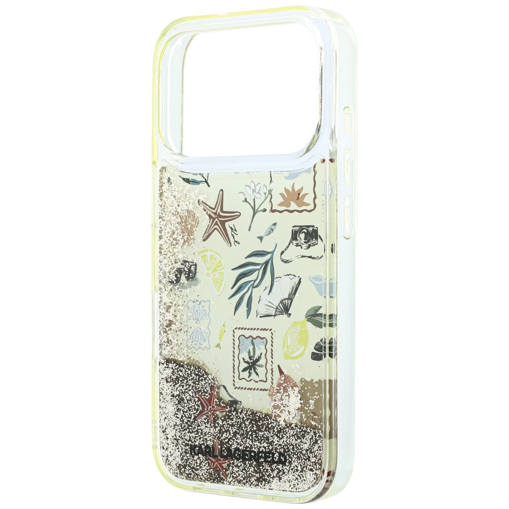 Kuori Apple iPhone 18 Pro / 17 Pro:lle, Karl Lagerfeld, Liquid Glitter Beach and Sand, beige