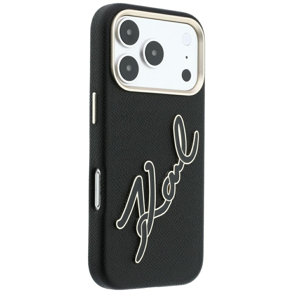 Kuori Apple iPhone 18 Pro / 17 Pro:lle, Karl Lagerfeld, Smooth Big Resin Signature Logo, Musta