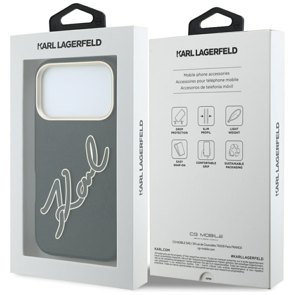 Kuori Apple iPhone 18 Pro / 17 Pro:lle, Karl Lagerfeld, Smooth Big Resin Signature Logo, Musta
