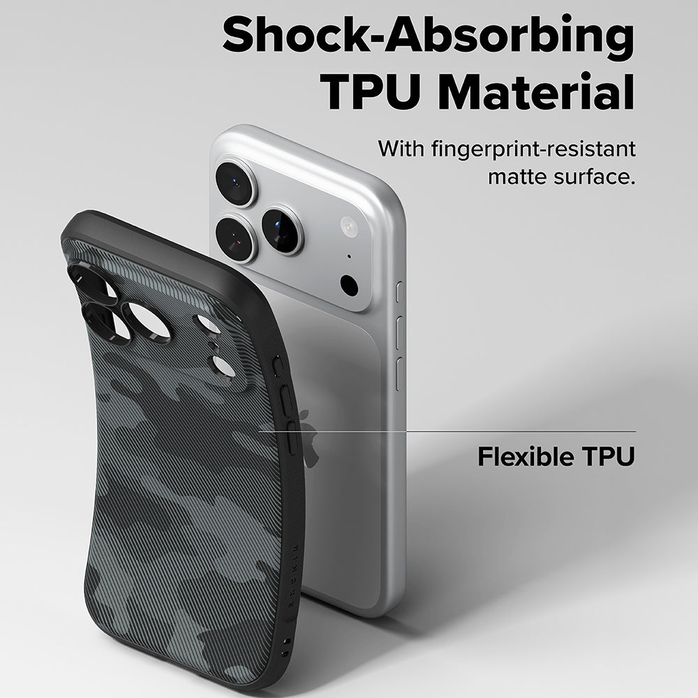 Kuori Apple iPhone 18 Pro / 17 Pro:lle, Ringke, Onyx, Maastokuvio