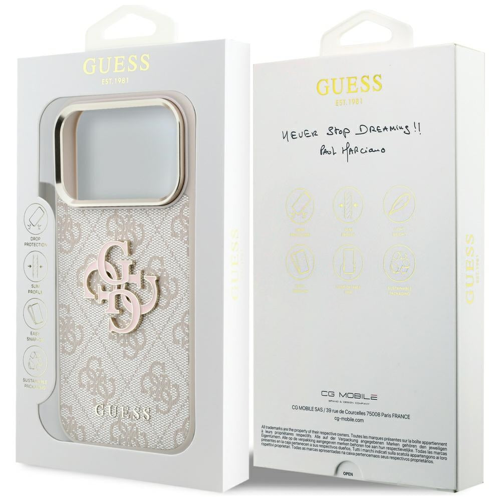 Kuori Apple iPhone 18 Pro Max / 17 Pro Max, Guess, 4G Big Resin Logo, Vaaleanpunainen