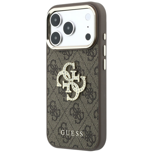 Kuori Apple iPhone 18 Pro Max / 17 Pro Max, Guess, 4G Big Strass Logo, Ruskea