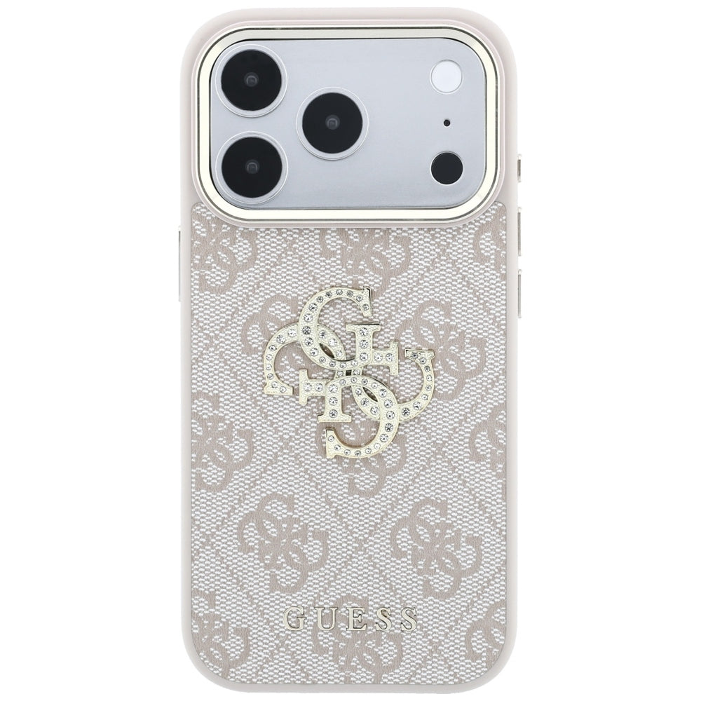 Kuori Apple iPhone 18 Pro Max / 17 Pro Max, Guess, 4G Big Strass Logo, Vaaleanpunainen