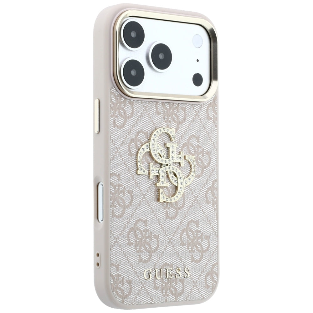 Kuori Apple iPhone 18 Pro Max / 17 Pro Max, Guess, 4G Big Strass Logo, Vaaleanpunainen
