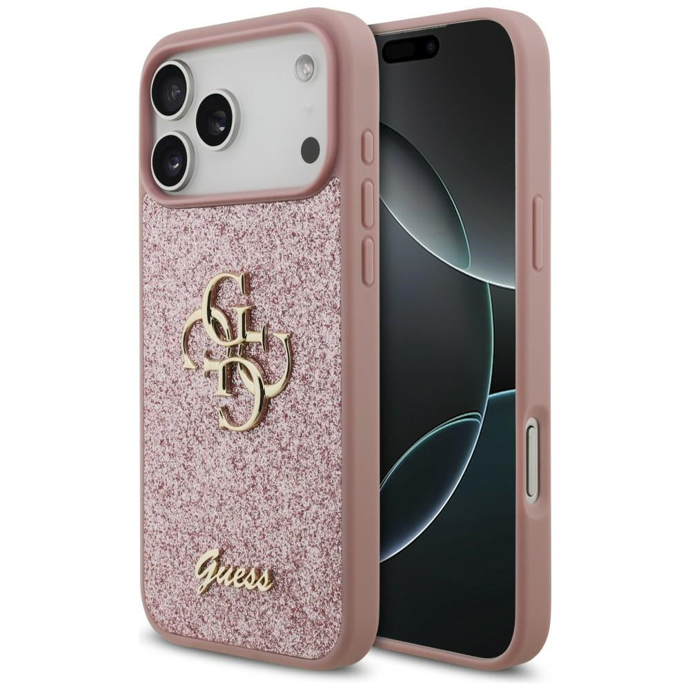 Kuori Apple iPhone 18 Pro Max / 17 Pro Max, Guess, Fixed Glitter Big 4G, Vaaleanpunainen