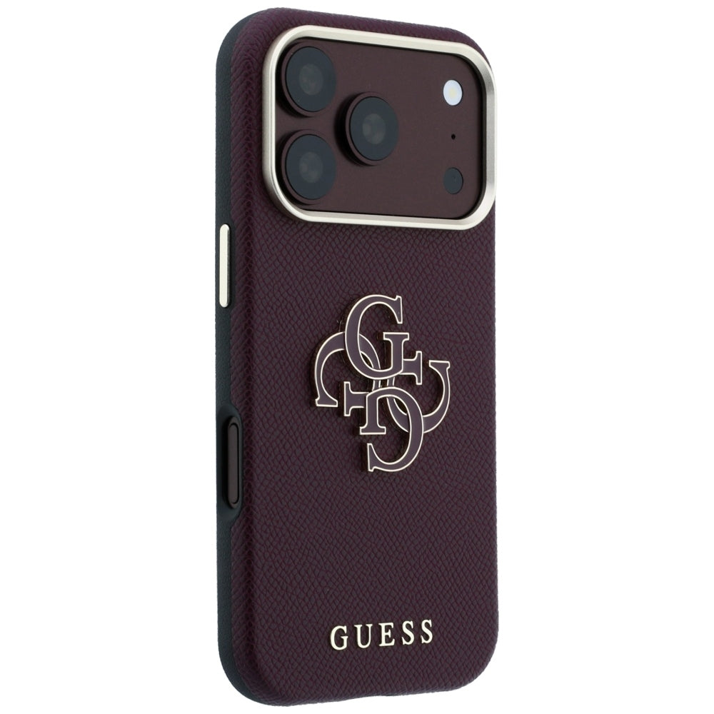 Kuori Apple iPhone 18 Pro Max / 17 Pro Max, Guess, Karkea Iso Hartsilogo, Viininpunainen