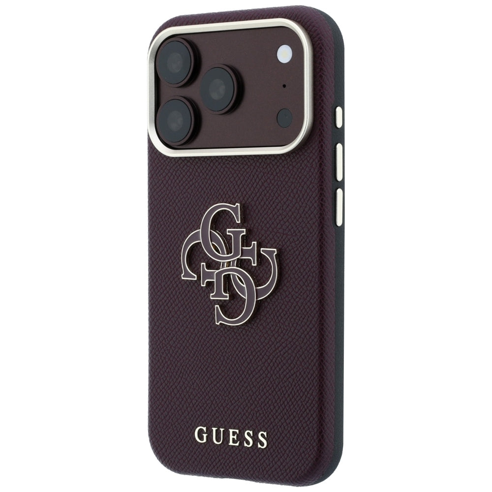 Kuori Apple iPhone 18 Pro Max / 17 Pro Max, Guess, Karkea Iso Hartsilogo, Viininpunainen