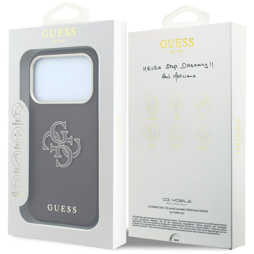 Kuori Apple iPhone 18 Pro Max / 17 Pro Max, Guess, Karkea Iso Hartsilogo, Viininpunainen