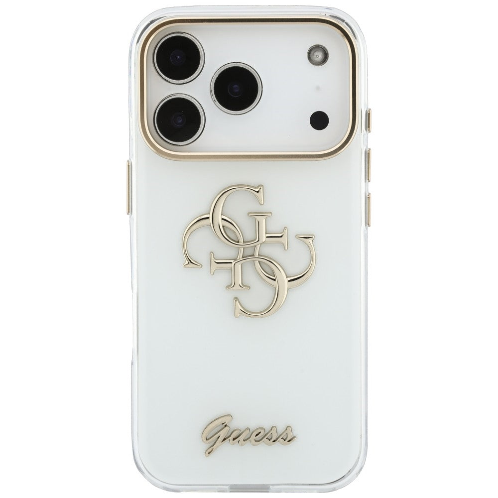 Kuori Apple iPhone 18 Pro Max / 17 Pro Max, Guess, IML 4G Metal Script, Valkoinen