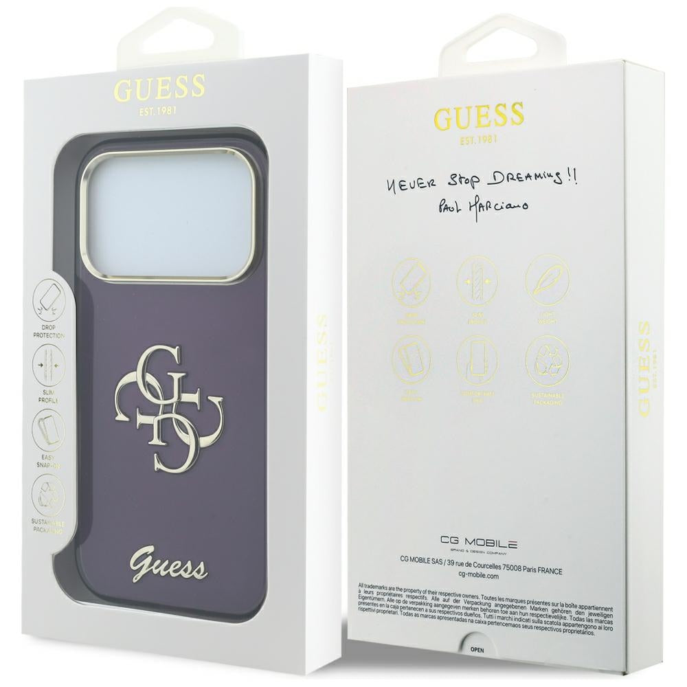 Kuori Apple iPhone 18 Pro Max / 17 Pro Max, Guess, IML 4G Metal Script, Viininpunainen