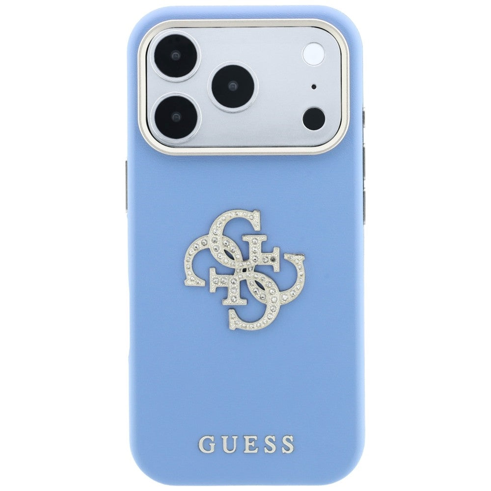 Suojakuori Apple iPhone 18 Pro Max / 17 Pro Max -puhelimelle, Guess, Smooth Big Strass Logo, vaaleansininen