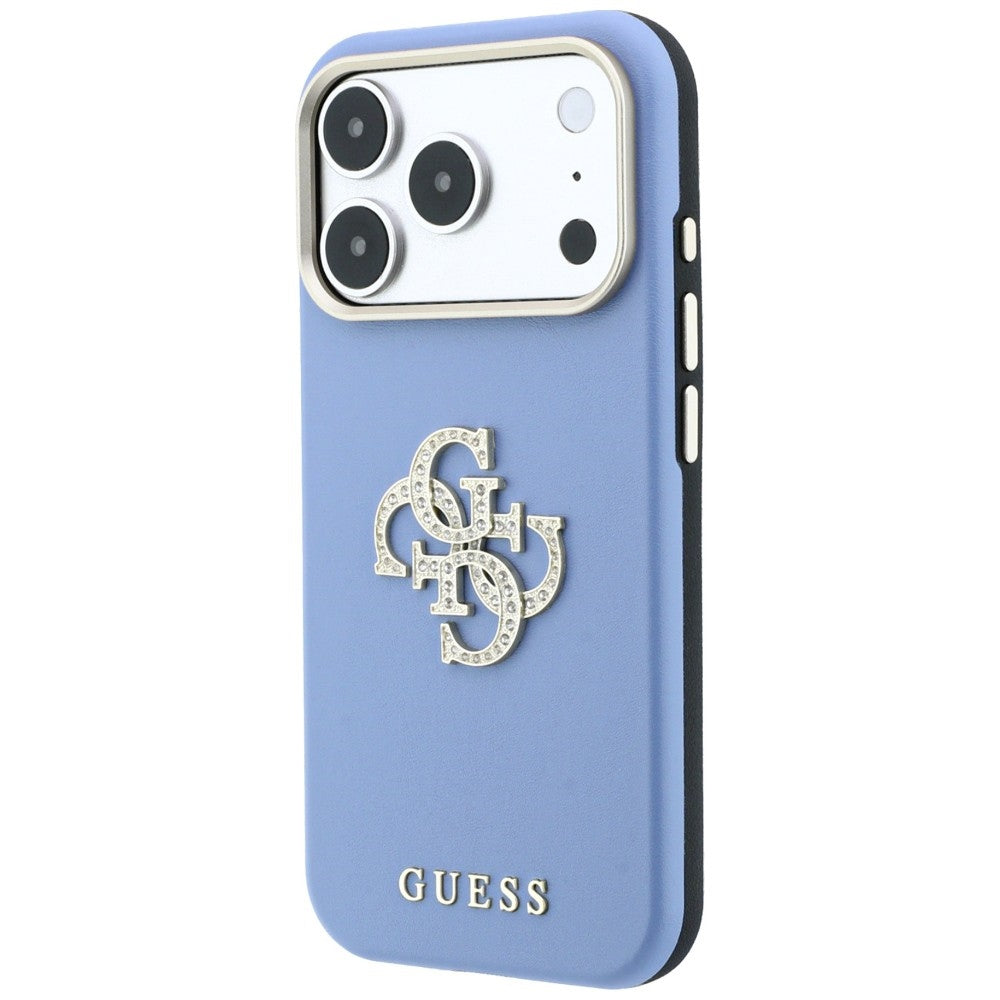 Suojakuori Apple iPhone 18 Pro Max / 17 Pro Max -puhelimelle, Guess, Smooth Big Strass Logo, vaaleansininen