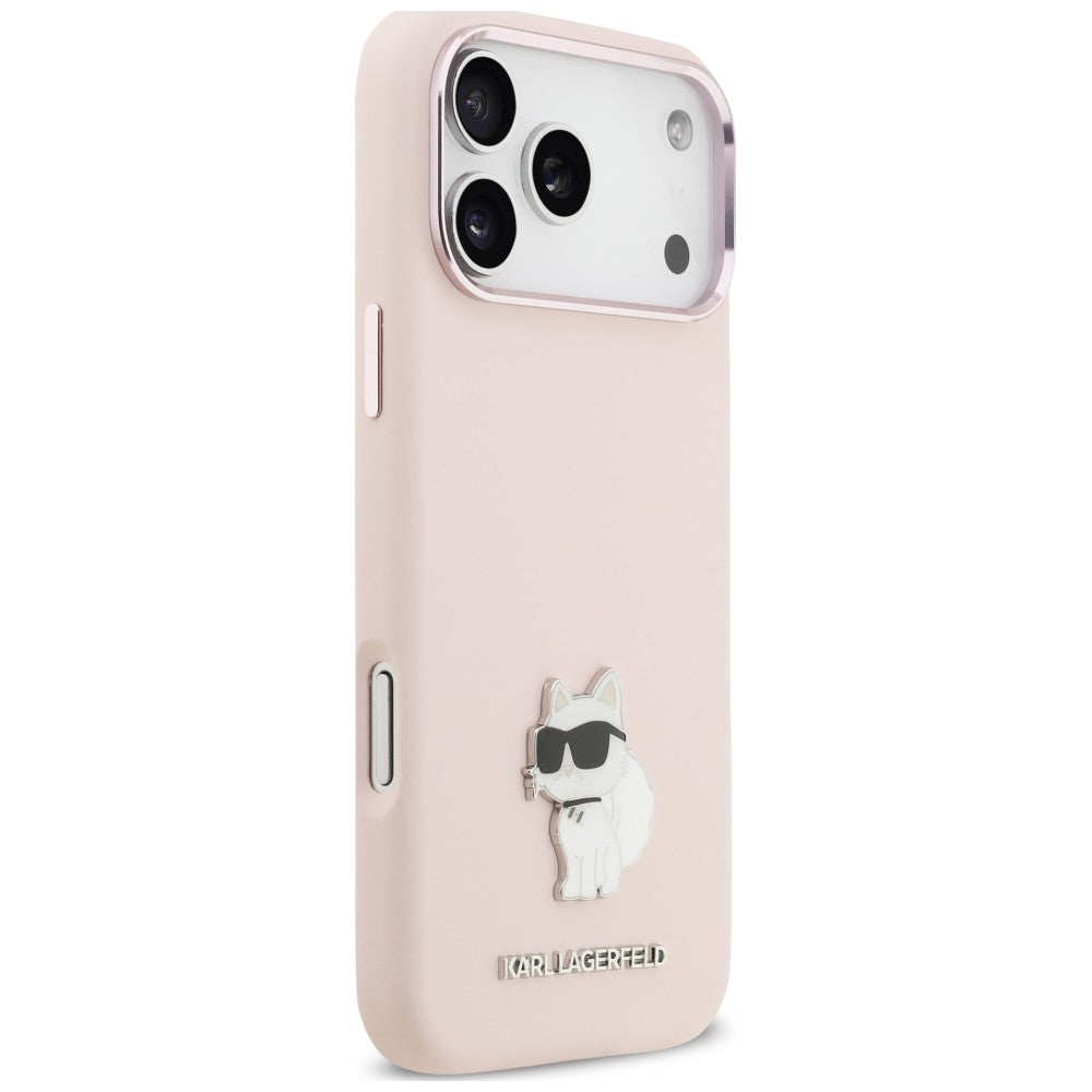 Suojakuori Apple iPhone 18 Pro Max / 17 Pro Max -puhelimelle, Karl Lagerfeld, Choupette Metal Pin, vaaleanpunainen