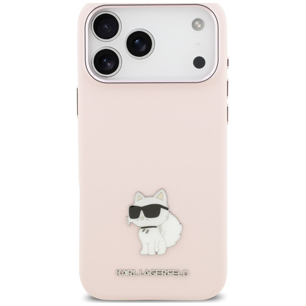 Suojakuori Apple iPhone 18 Pro Max / 17 Pro Max -puhelimelle, Karl Lagerfeld, Choupette Metal Pin, vaaleanpunainen