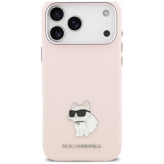 Suojakuori Apple iPhone 18 Pro Max / 17 Pro Max -puhelimelle, Karl Lagerfeld, Choupette Metal Pin, vaaleanpunainen