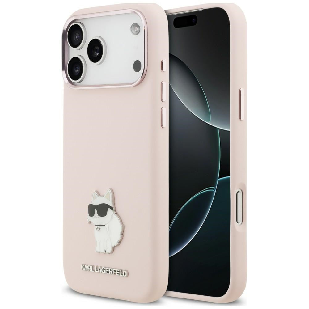 Suojakuori Apple iPhone 18 Pro Max / 17 Pro Max -puhelimelle, Karl Lagerfeld, Choupette Metal Pin, vaaleanpunainen