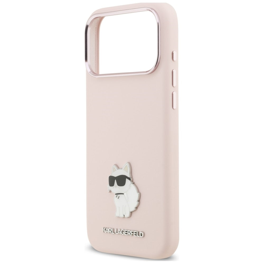 Suojakuori Apple iPhone 18 Pro Max / 17 Pro Max -puhelimelle, Karl Lagerfeld, Choupette Metal Pin, vaaleanpunainen