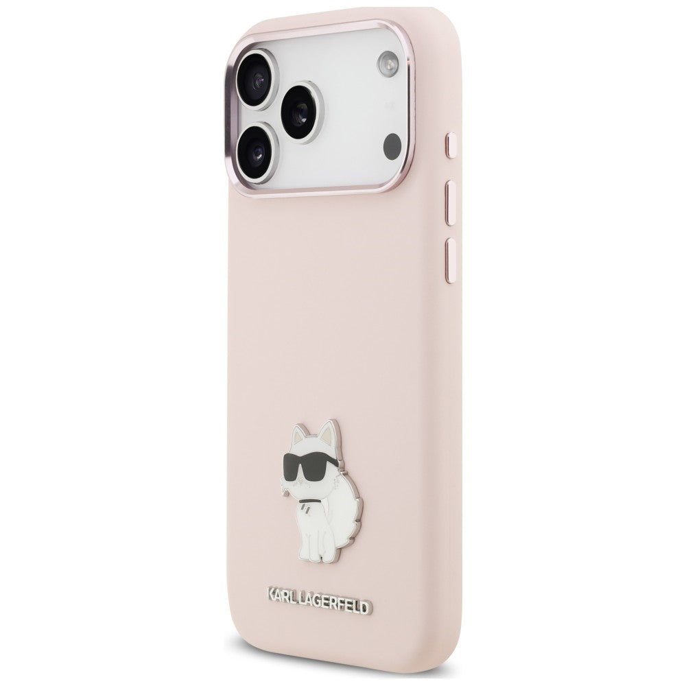 Suojakuori Apple iPhone 18 Pro Max / 17 Pro Max -puhelimelle, Karl Lagerfeld, Choupette Metal Pin, vaaleanpunainen