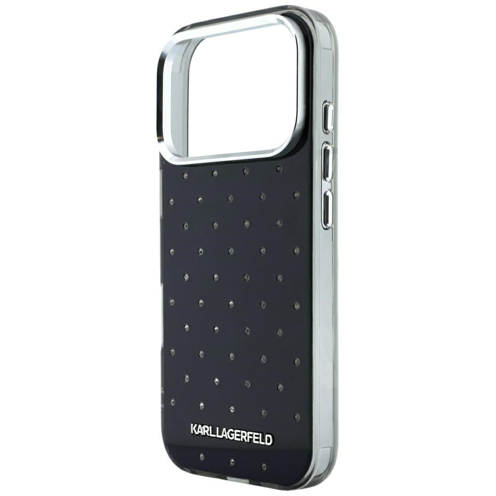 Kuori Apple iPhone 18 Pro Max / 17 Pro Max, Karl Lagerfeld, IML strassit ja sähköpinnoitettu logo, musta
