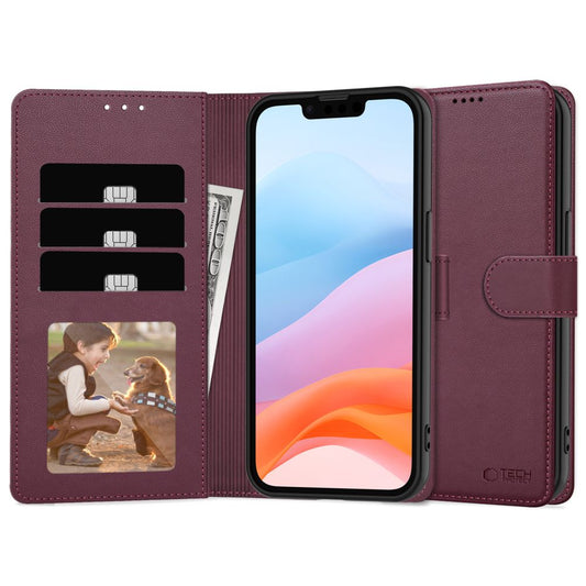 Kotelo Apple iPhone 16e:lle, Tech-Protect, Wallet, Kirsikanpunainen