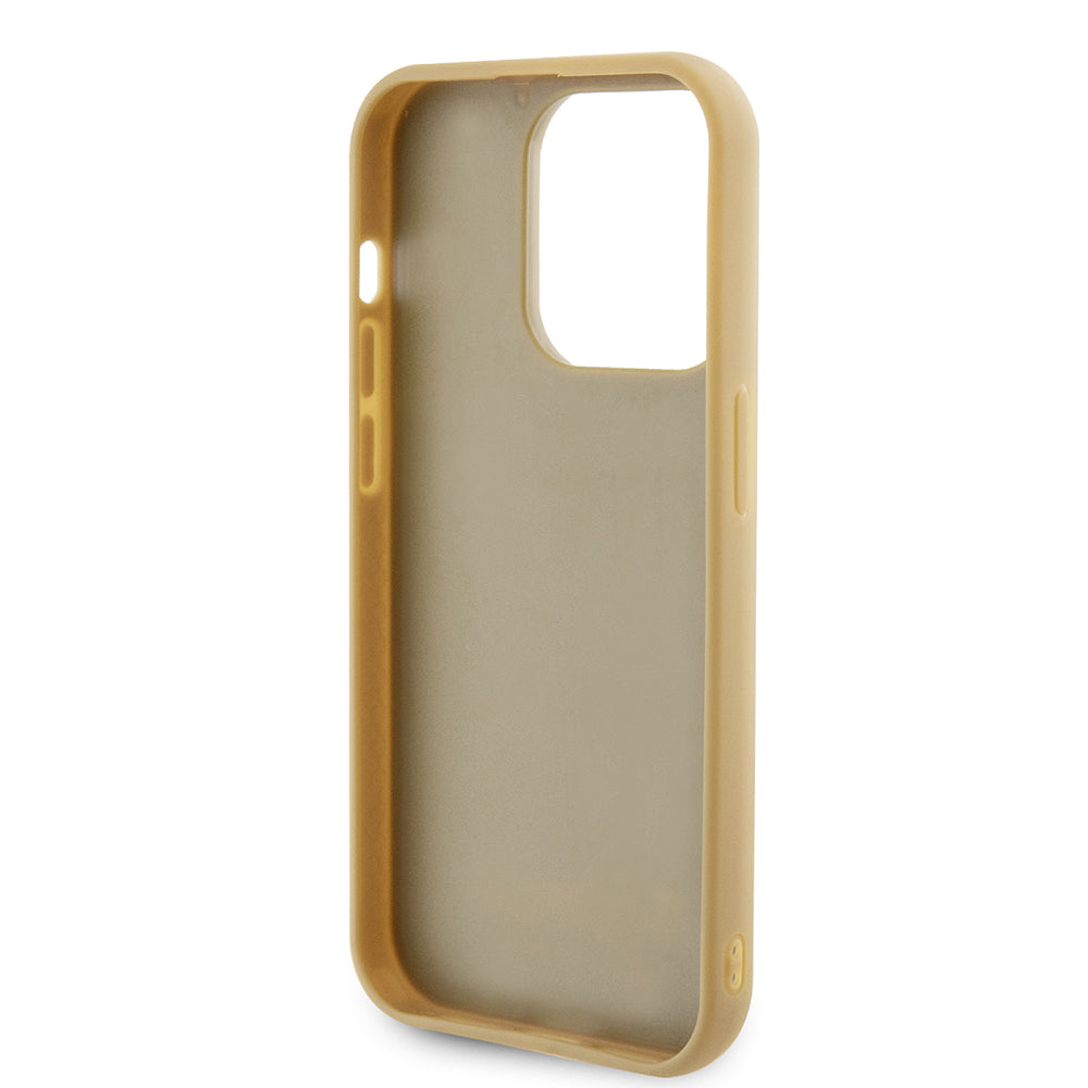 Kotelo Apple iPhone 15 Prolle, Guess, PU Square Mirror Script Logo, Kultainen GUHCP15LPMSDGSD