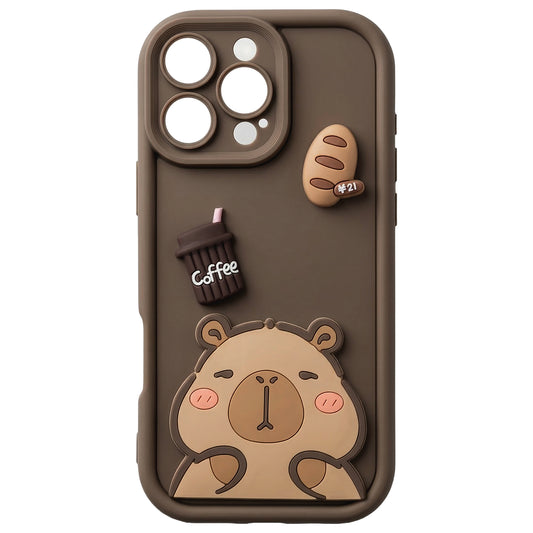 Kuori Apple iPhone 16:lle, OEM, Ultra Trendy 3D Capybara, Ruskea