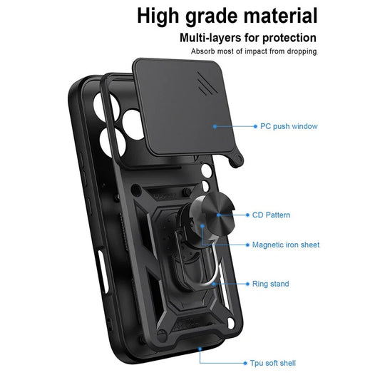 Kuori Honor 600 Lite -puhelimelle, OEM, CamShield, Musta