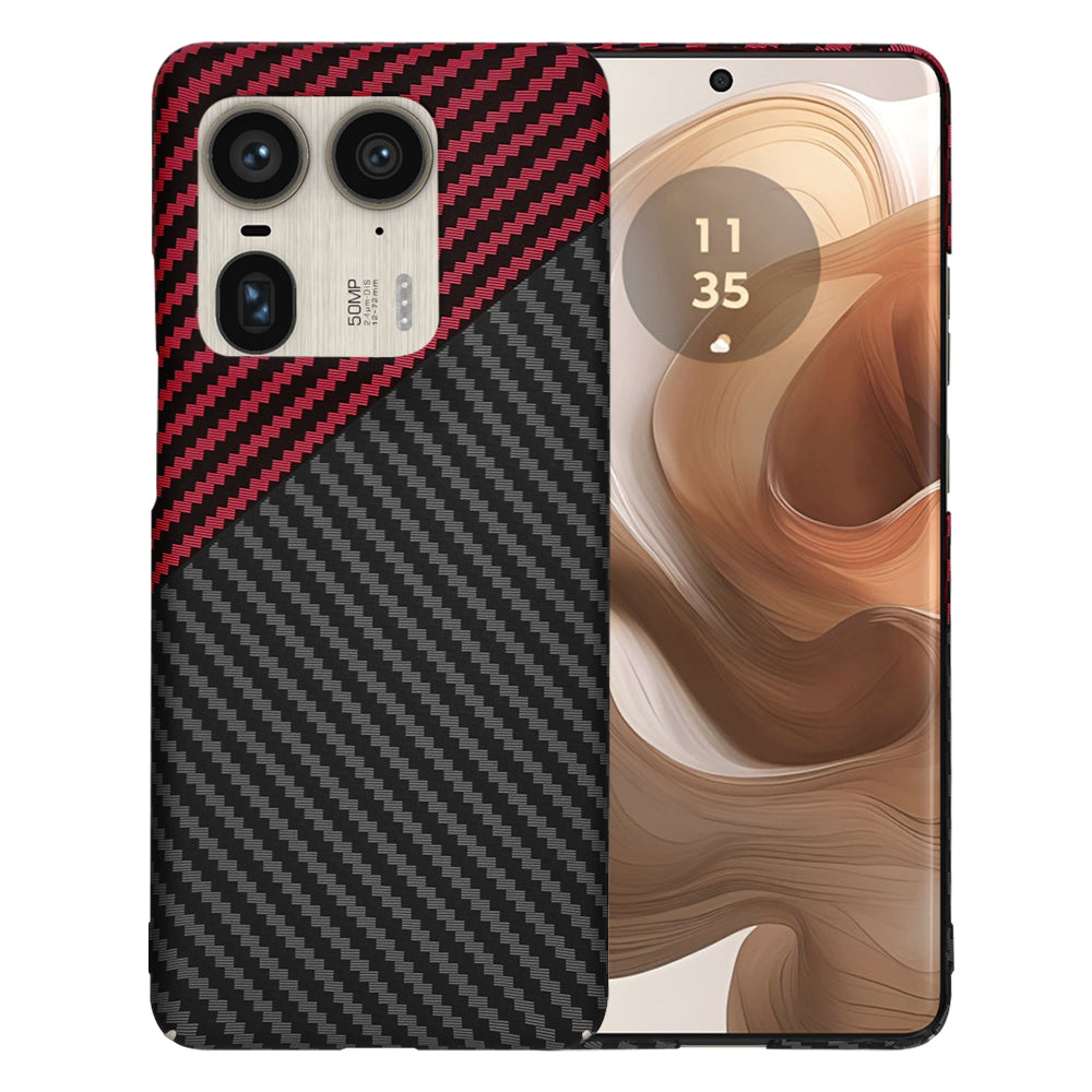 Kuori Motorola Edge 50 Ultra -puhelimelle, Techsuit, Carbonite FiberShell, Musta Punainen
